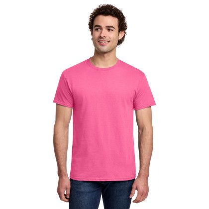 Custom Gildan Light Cotton Tee Shirt - Safety Pink Custom Gildan Light Cotton Tee Shirt - Safety Pink