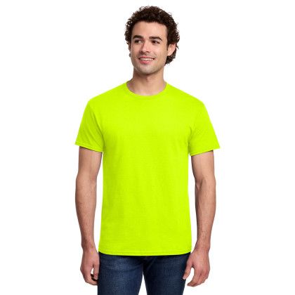 Custom Gildan Light Cotton Tee Shirt - Safety Green Custom Gildan Light Cotton Tee Shirt - Safety Green