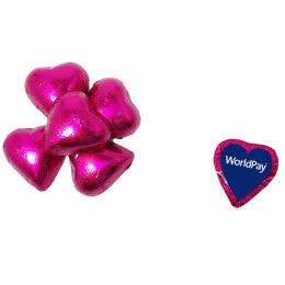 Custom Individually Wrapped Chocolate Hearts - Pink