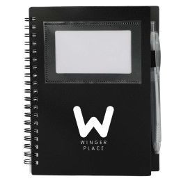 Custom 5" x 7" FSC Recycled Star Spiral Notebook with Pen - Black Custom 5" x 7" FSC Recycled Star Spiral Notebook with Pen - Black