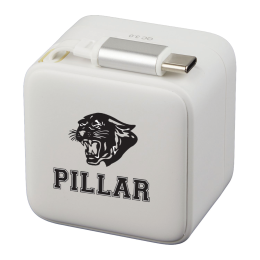 Custom ETL Listed 20W Wall Charger with Retractable Cable - White 