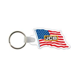 Custom Flag Shaped USA Made Vinyl Keychain - White