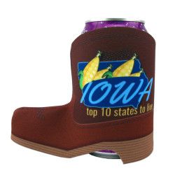 Custom USA Made Dye Sub Cowboy Boot Can Hugger - White Custom USA Made Dye Sub Cowboy Boot Can Hugger - White