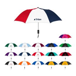Custom Elite Compact Folding Umbrella- 2 Color Panels Custom Elite Compact Folding Umbrella- 2 Color Panels