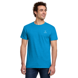 Custom Gildan Light Cotton Tee Shirt - Heather Sapphire Blue 