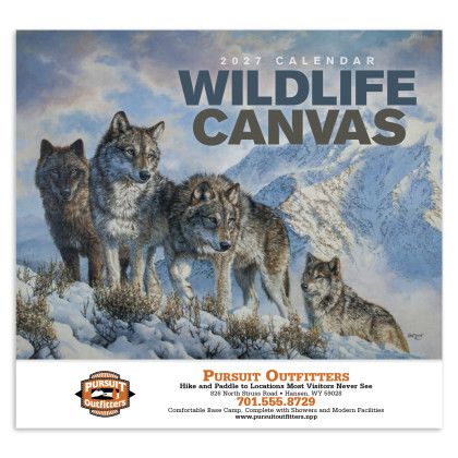 Custom Wildlife Canvas Calendar - Stapled - Front view