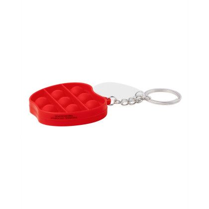 Custom Push Pop Bubble Apple Fidget Sensory Keychain - Red Side View 