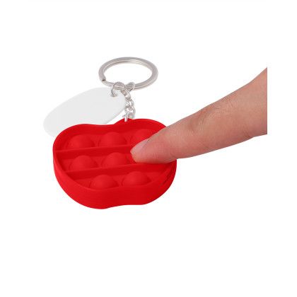 Custom Push Pop Bubble Apple Fidget Sensory Keychain - Red Lifestyle View 