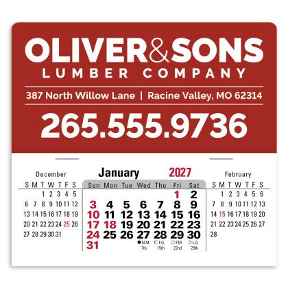 Custom Press-N-Stick XL Header With 3-Month Horizontal Calendar (12-Month)