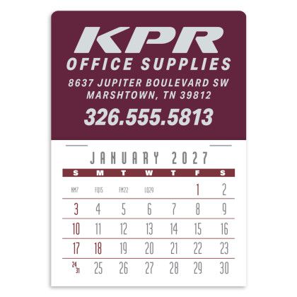 Custom Press-N-Stick Contemporary Calendar Custom Press-N-Stick Contemporary Calendar