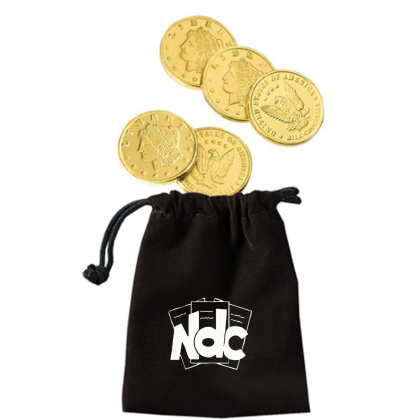Custom Velour Pouches with Chocolate Coins - Black