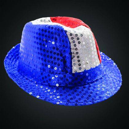 Custom Patriotic Sequin LED Fedora - Blank