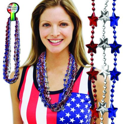 Custom Red, White, Blue Star Beads - Blank