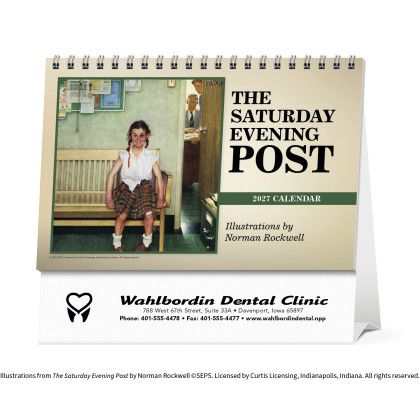 Custom Triumph® Desk Tent Calendar - The Saturday Evening Post - Large - Front view Custom Triumph® Desk Tent Calendar - The Saturday Evening Post - Large - Front view