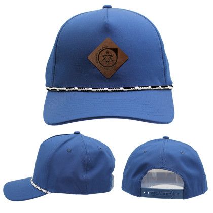 Custom Performance Rope Hat, Leather Patch - Laser Engraved - Blue