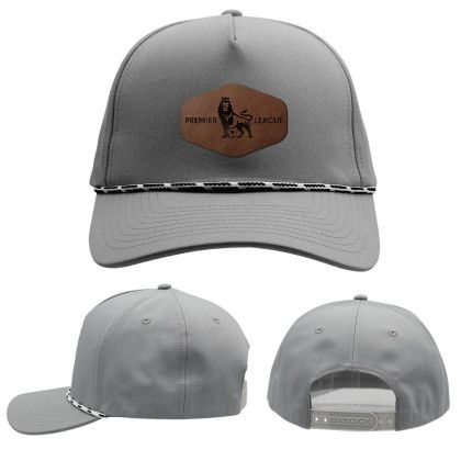 Custom Performance Rope Hat, Leather Patch - Laser Engraved - Gray