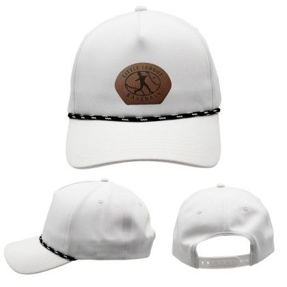 Custom Performance Rope Hat, Leather Patch - Laser Engraved - White