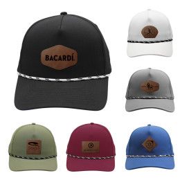 Custom Performance Rope Hat, Leather Patch - Laser Engraved - All Colors 