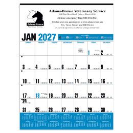 Custom Yearly Record Blue Calendar