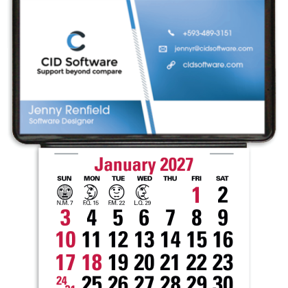 Custom Press-N-Stick Calendar for Business Cards-No Imprint