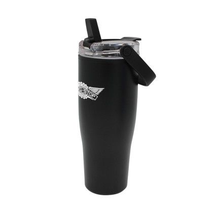 Custom 30 oz. Recycled Tumbler with Handle Lid - Black 