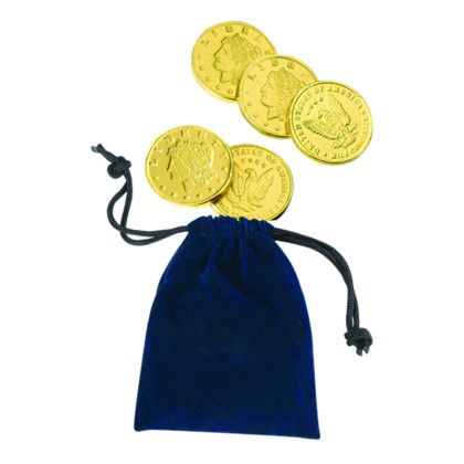Custom Velour Pouches with Chocolate Coins - Navy 