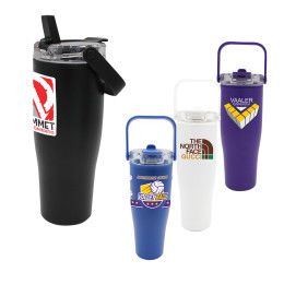 Custom 30 oz. Recycled Tumbler with Handle Lid, Full Color Digital - All Colors Custom 30 oz. Recycled Tumbler with Handle Lid, Full Color Digital - All Colors