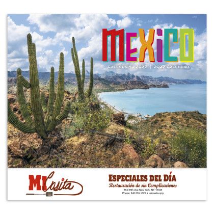Custom Mexico - Stapled Calendar - Front view Custom Mexico - Stapled Calendar - Front view
