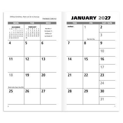 Custom Good Value Monthly Pocket Planner - Black Calendar View 