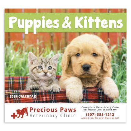 Custom Economy Appointment Calendar - Puppies & Kittens - Front view