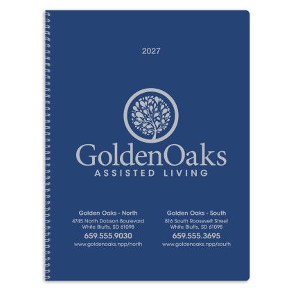 Custom Triumph® Monthly Planner with Two Page Spread - Matte Blue 