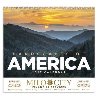 Custom Landscapes of America Spiral Wall Calendar - Front view