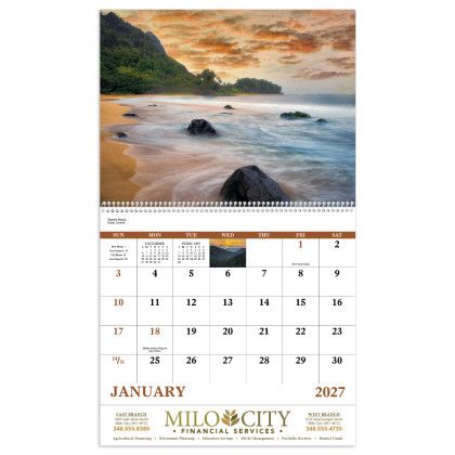 Custom Landscapes of America Spiral Wall Calendar - Calendar view