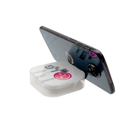 Custom Charging Cable Case with Phone Stand, Full Color Digital - In Use Custom Charging Cable Case with Phone Stand, Full Color Digital - In Use