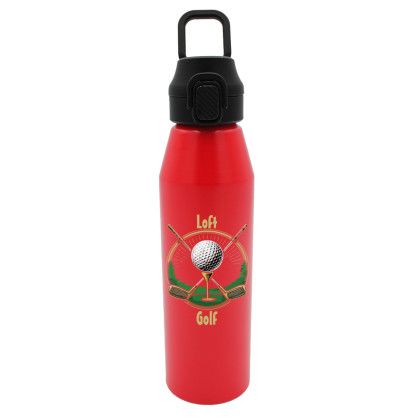 Custom 25 oz. Recycled Aluminum Bottle with Chug Lid, Full Color Digital - Red 