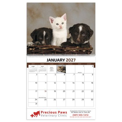 Custom Four Paws Appointment Calendar - Spiral Calendar view 