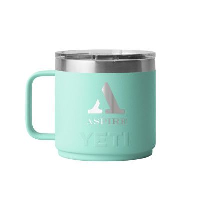 Custom YETI Rambler 14 oz. Stackable Mug with DuraSip Ceramic Lining - Seafoam