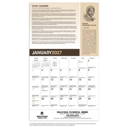 Custom Triumph® African-American Heritage: Dr. Martin Luther King, Jr. - Calendar view Custom Triumph® African-American Heritage: Dr. Martin Luther King, Jr. - Calendar view