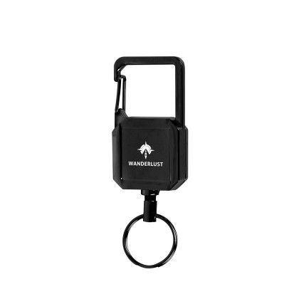 Custom Badge Reel Keychain With Carabiner - Black