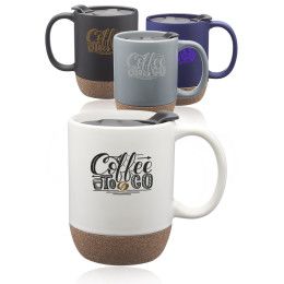 Custom 13 oz. Barista Ceramic Mug with Cork Bottom with Logo Custom 13 oz. Barista Ceramic Mug with Cork Bottom with Logo