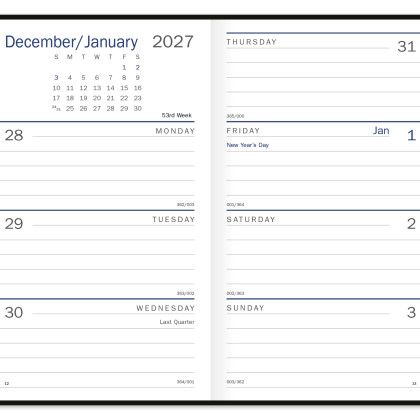 Custom Triumph® Standard Weekly Pocket Planner - Black Calendar View 