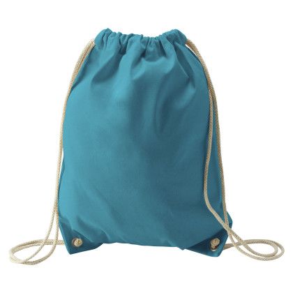 Custom Natural Cotton Economy Drawcord Tote Bag - Teal