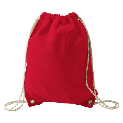 Custom Natural Cotton Economy Drawcord Tote Bag - Red