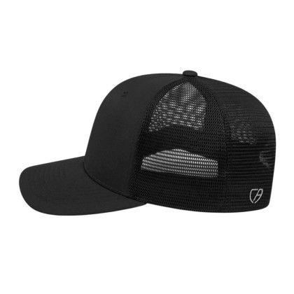 Custom Cap America Premium Trucker Mesh Back Cap - Black - Side View