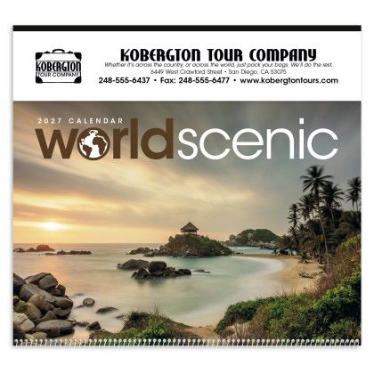 Custom Triumph World Scenic Executive Calendar Spiral Bound - Front view Custom Triumph World Scenic Executive Calendar Spiral Bound - Front view