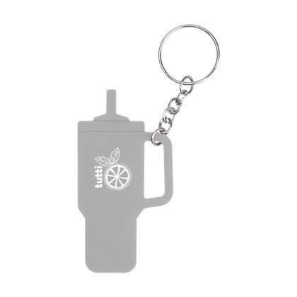 Custom Intrepid Tumbler Shaped Silicone Key Ring - Gray 