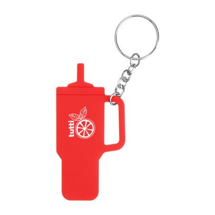 Custom Intrepid Tumbler Shaped Silicone Key Ring - Red