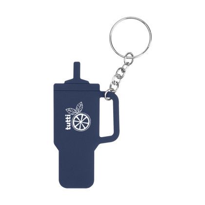 Custom Intrepid Tumbler Shaped Silicone Key Ring - Navy 