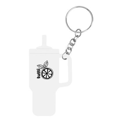 Custom Intrepid Tumbler Shaped Silicone Key Ring - White 