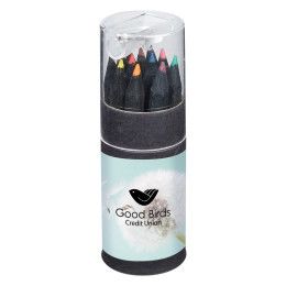 Custom Blackwood 12-Piece Colored Pencil Set In Tube With Sharpener